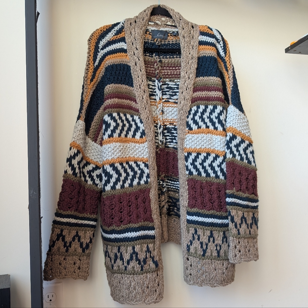 LINE Chunky Knit Cardigan Size Large Cozy Cardigan Boho REVOLVE Tapestry